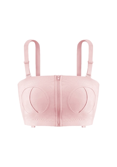 Vkemall Tam Pamuk Emzirme Bra - Elsiz Emziyet Pompası Uyumlu - Çelik Çember Yok - Geniş Kayışlı - Pembe - Tek Beden