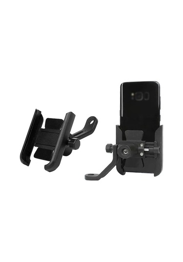 Bisiklet Telefon Tutucu Alüminyum Alaşımlı Telefon Tutucu Bisiklet Motosiklet Gi Siyah