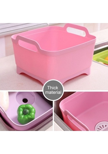 Dancemonkey 2 Adet Pratik Mutfak Plastik Sebze Yıkama Sepeti Ahşap