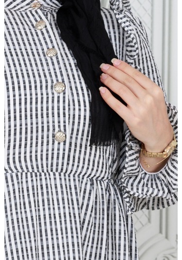 Pötükare Fırfır Detaylı Eda Elbise-siyah-4035-siyah Siyah