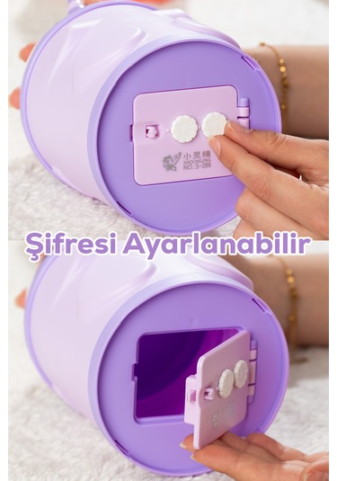 Porsima 044-1 Pvc Şifreli Kilitli Unicorn Kumbara Lila 11x18,5cm