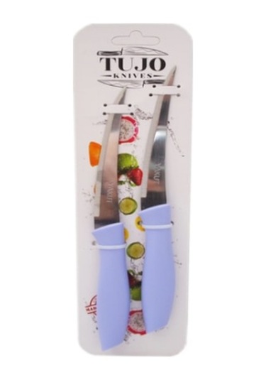 2 Parça Kartelalı Tırtırlı Bıçak Ahşap - Kırmızı