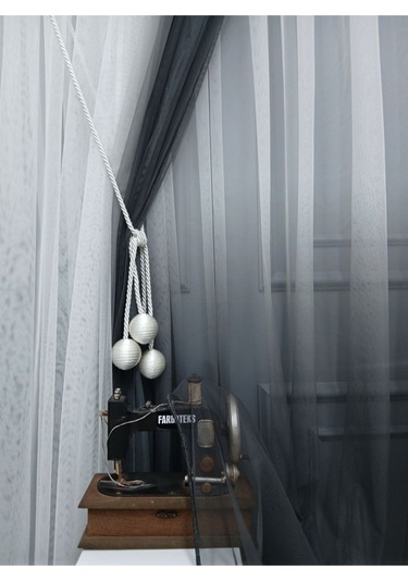 Tül Perde Yeni Tasarım Gri Renkli Renk Geçişli Değrade Sağ/sol Takım Tül Fon Perde GRİ