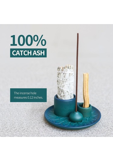 Monyee El Yapımı Mavi Seramik Küllük, Füm Saçak Ve Palo Santo Tutucu, Meditasyon Ve Oda Dekoru İçin Temizlikli Tasarım