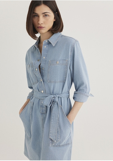 Mavi - Bridget Gold Klasik Açık Mavi Jean Elbise 1310541-87816 Açık Mavi