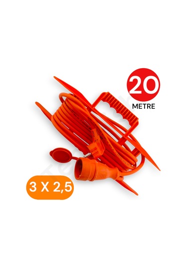 20 Metre Uzatma Kablosu 3x2,5 Mm Ttr Bakır Kablo Erkek Fiş-dişi Fiş Baskılı Diğer