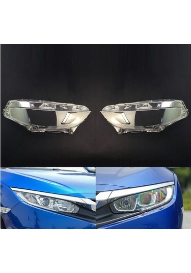 Honda Cıvıc Far Cam Halojen Ledsiz Tip Sağ Sol Set 2016-2021