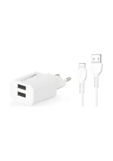Compaxe Cta-521dulb24 10w 5v 2.1a Çift Usb + Usb Kablolu Şarj Cihazı