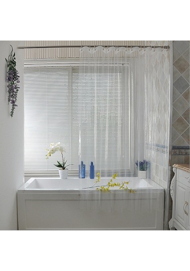 180cmx180cm Plastik Peva Su Geçirmez Duş Perdesi Şeffaf Beyaz Şeffaf Banyo Perdesi Lüks Banyo Perdesi Kancalı Şeffaf