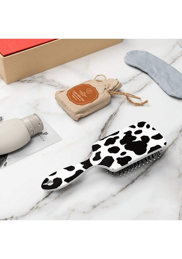 Vkemall Küçük Ve Büyük Kullanıcılara Uygun İnek Desenli Abs + Kauçuk Vantilli Akne Saç Fırçası - Tüm Saç Tipleri İçin, Islak/kuru Kullanım, Scalp Masajı Ve Statik Elektrikten Koruma