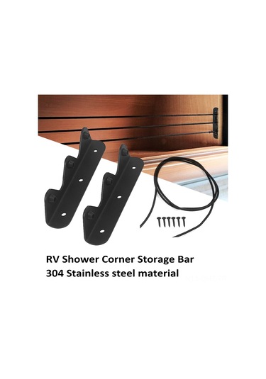 Aubyhe Kamp Karavan Duş Köşesi Depolama Çubuğu, Alüminyum Alaşım Ve Esnek Tellerle Sabitlenir Siyah