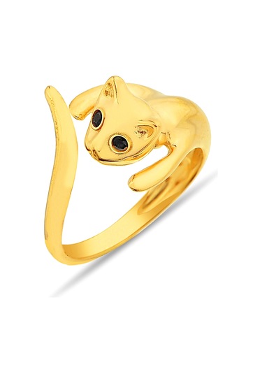 Argentum Concept Altın Kaplamalı 925 Ayar Gümüş Ayarlanabilir Kedi Yüzük - Y018101