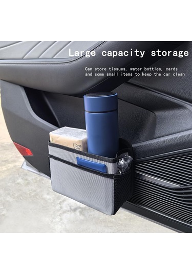 Gri Katlanabilir Çok Amaçlı Araba Çöp Kutusu, Çöp Torbalı Askılı Saklama Kutusu, Ev Ve Ofis İçin Çok Cepli Tasarım