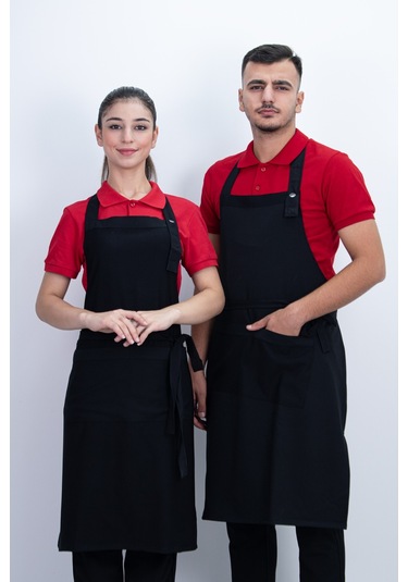 Düz Cepli Ayarlanabilir Düğmeli Arkadan Bağcıklı Önlük Çok Renkli