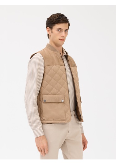 Karaca Erkek Deri Yelek-vizon 114328003-16-52 119192 VİZON