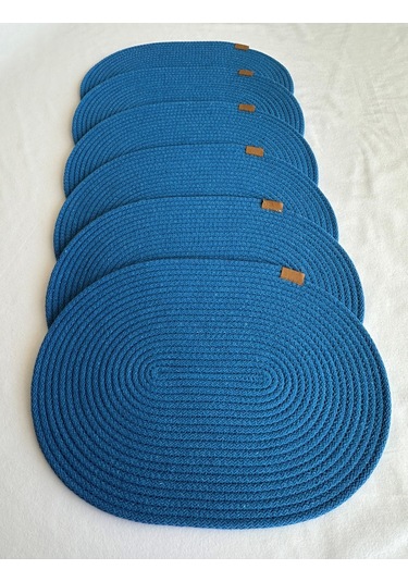 Jüt Amerikan Servis Sofra Altlığı, Masa Dekoru Supla Oval 30x40 4lü Mavi