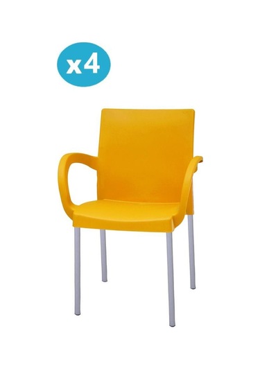 Omnipazar Mt-cf880 Mare Plastik Bahçe Balkon Koltuk Sandalye 4'lü Set Sarı