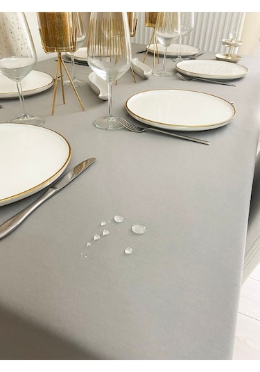 Sıvı Geçirmez Dertsiz Masa Örtüsü Gri