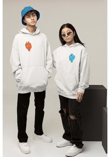 Ateş Ve Su Sevgili/çift/arkadaşlık 2'li Kapşonlu Sweatshirt Seti 001