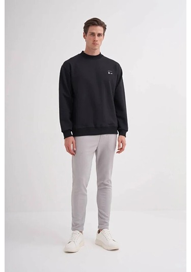 Cazador Relax Fit Pamuk Karışımlı Scuba Kumaş Sweatshirt-52480 Siyah