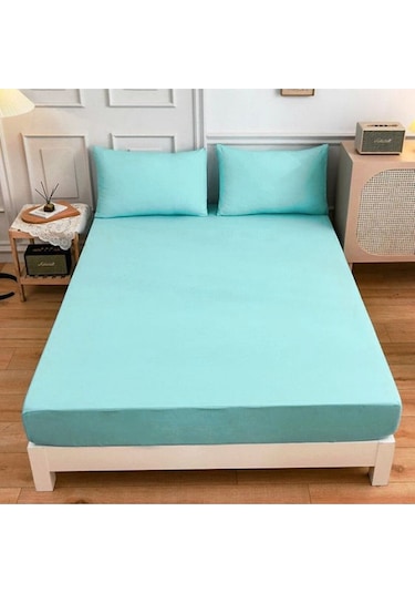 Lastiksiz Çift Kişilik Çarşaf Takımı 220x240 Çarşaf + 2 Yastık Kılıfı Mint