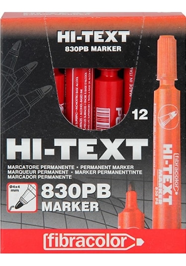 Hi-Text 830Pb Yuvarlak Uç Koli Kalemi 12'Li Kırmızı
