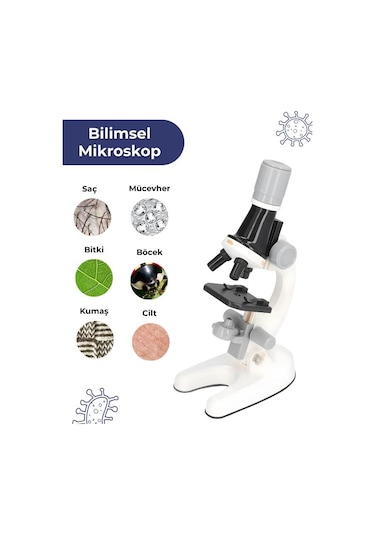 Temel Işıklı Bilim Mikroskopu 100x 400x 1200x Plastik Stem Eğitim Seti
