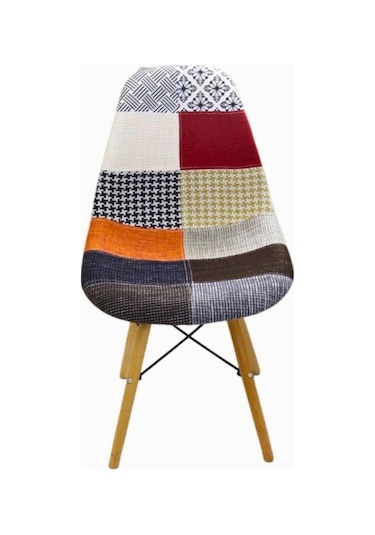 T.conept Renkli Patchwork Sandalye Ahşap Ayaklı
