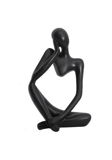 Mini Düşünür Heykel Süsleme Reçine Siyah Modern Soyut Heykeller Ev Oturma Odası İçin Masa Dekorasyonları Siyah