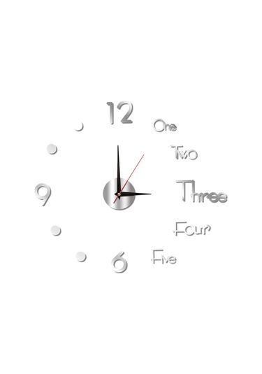 Mufunye 40cm Gümüş Akrilik 3d Duvar Saati - Sessiz Dıy Duvar Sticker Saat - Yaratıcı Tasarım Çok Renki