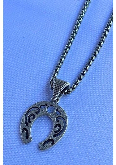 Nal El İşçiliği Paslanmaz Çelik Zincir Erkek Kolye Gümüş