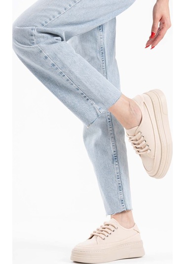 Glown Kadın Bej Keten Spor Ayakkabı Muhtelif