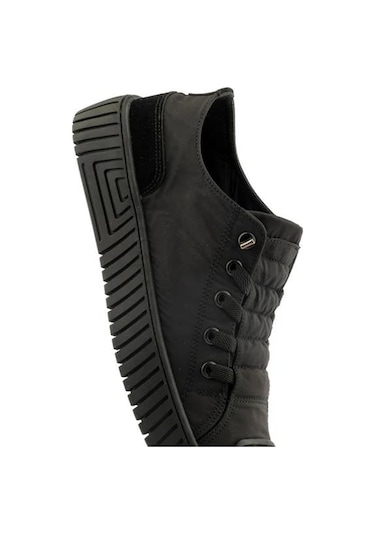 Gamelu Vıgor Unisex Lastikli Memory Foam Keten Sneaker Ayakkabı Siyah