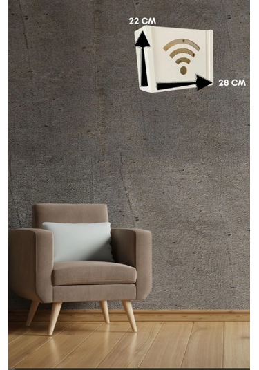 Duvar Düzenleyici Ahşap Dekoratif Beyaz Wifi Kutusu