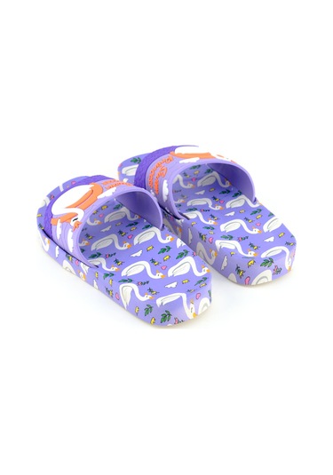 Gezer Kız Çocuk Yazlık Islak Zeminde Kullanıma Uygun Rahat Taban Ev Bahçe Plaj Havuz Terlik Lila