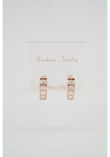 Kadın Vip Seri Baget Zirkon Taşlı Halka Küpe - Altın