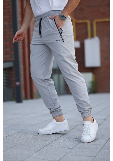 Erkek Açık Gri Eşofman Altı Kaliteli Paraşüt Kumaş Açık Gri