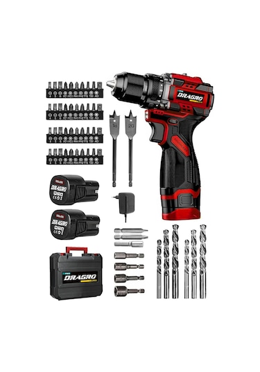 Dragro DRG-168 Pro 16.8V K Çift Akü Çelik Mandren Kömürsüz Motor Şarjlı Matkap Akülü Vidalama