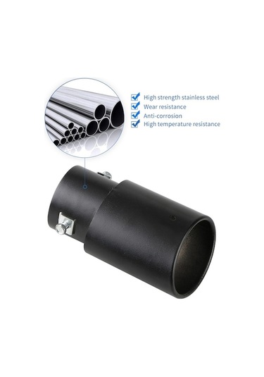 Besthome1 Otomobil Egzoz Ucu - 63mm Mat Siyah Paslanmaz Çelik, Eğimli, 3.8-5.3cm Bağlantı