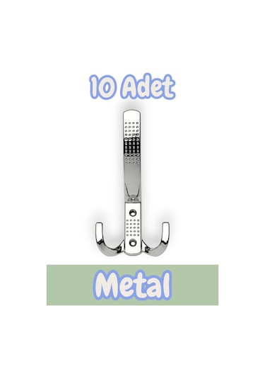 Noktalı Portmanto Vestiyer Duvar Dolap Elbise Askısı Krom Metal Mobilya Kapı Askılığı Askılık 10 Adet Krom