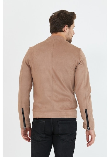 Erkek Vizyon Dar Kesim Süet Ceket Mont- Vizon