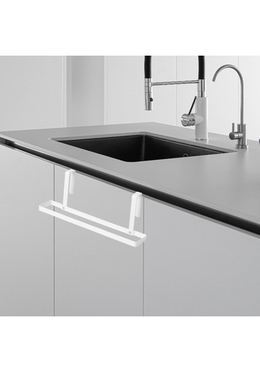 Homyl Mutfak Dolap Kapı Havlusu Tutucu El Çubuğu Depolama Raf Beyaz