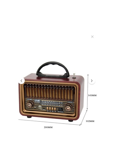 Ns-8069 Retro, Nostaljik, Ahşap Tasarım Bluetooth Hoparlörlü, Şarjlı, Taşınabilir Fm/am Destekli Radyo-448