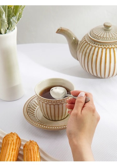 Dolana Vintage Desenli Hediye Çay Ve Kahve Kupası 250 Ml Fincanlı 327315984 Bej