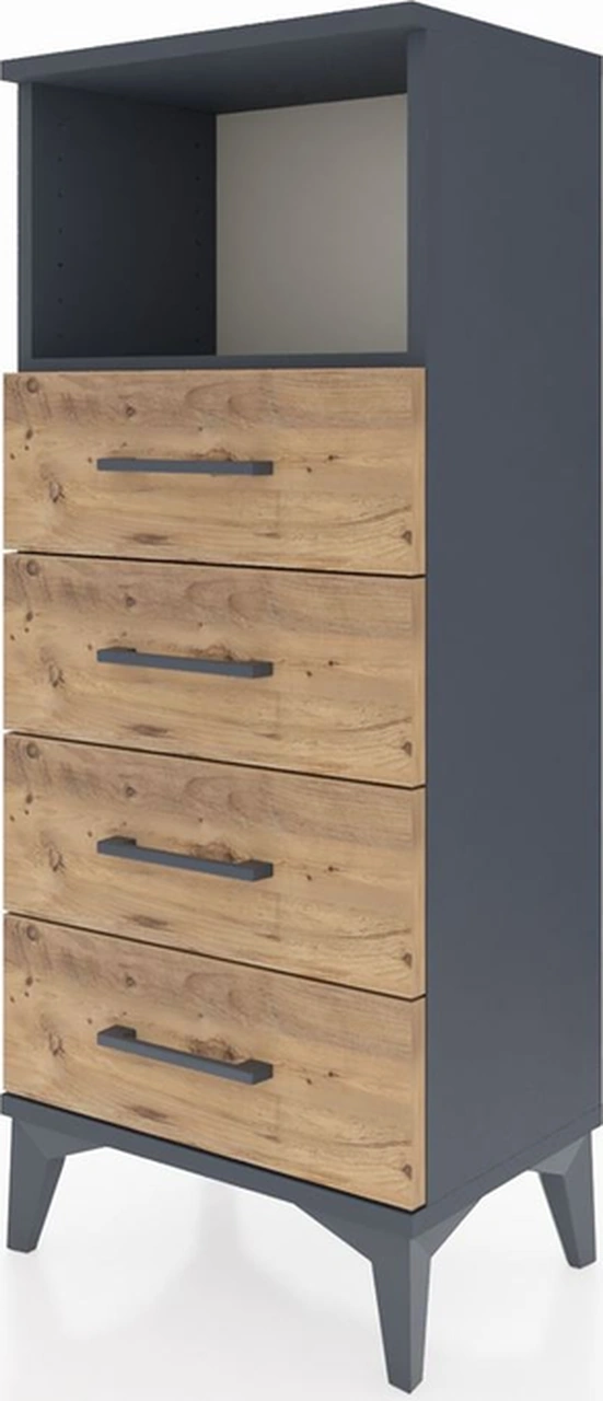 Arges Komodin Tek Raflı 4 Çekmeceli 44x30x106 Antrasit-çam Antrasit