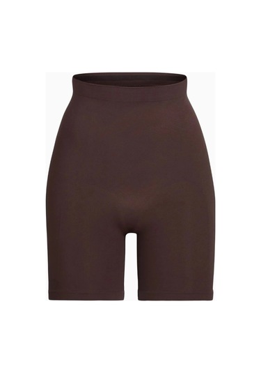 Skims Seamless Sculpt Mid - Thigh Shorts, Yüksek Bel Şekillendirici Şort Kahverengi