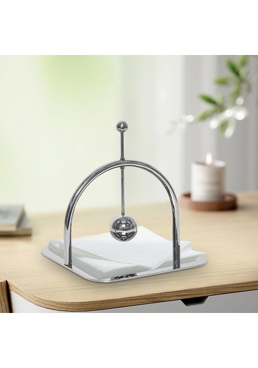 Homyl Kağıt Peçetelik Kare Peçete Standı Dispenser Masası Gümüş