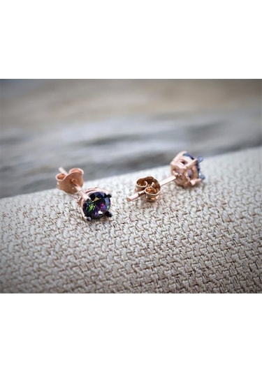 Kadın Gümüş Pırlanta Modeli Mistik Tek Taş Küpe Dgn20136