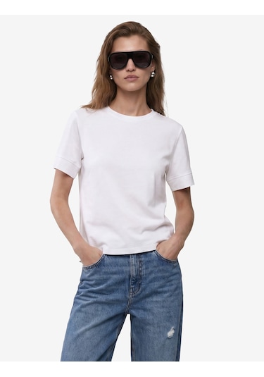 Koton Pamuklu Slim Fit Kısa Kollu Bisiklet Yaka Basic Tişört Beyaz 6sak50461ek