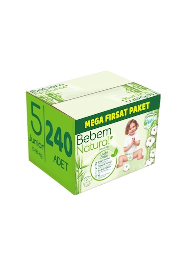 Bebem Natural Bebek Bezi 5 Numara Junior Mega Fırsat Paketi 240 Adet